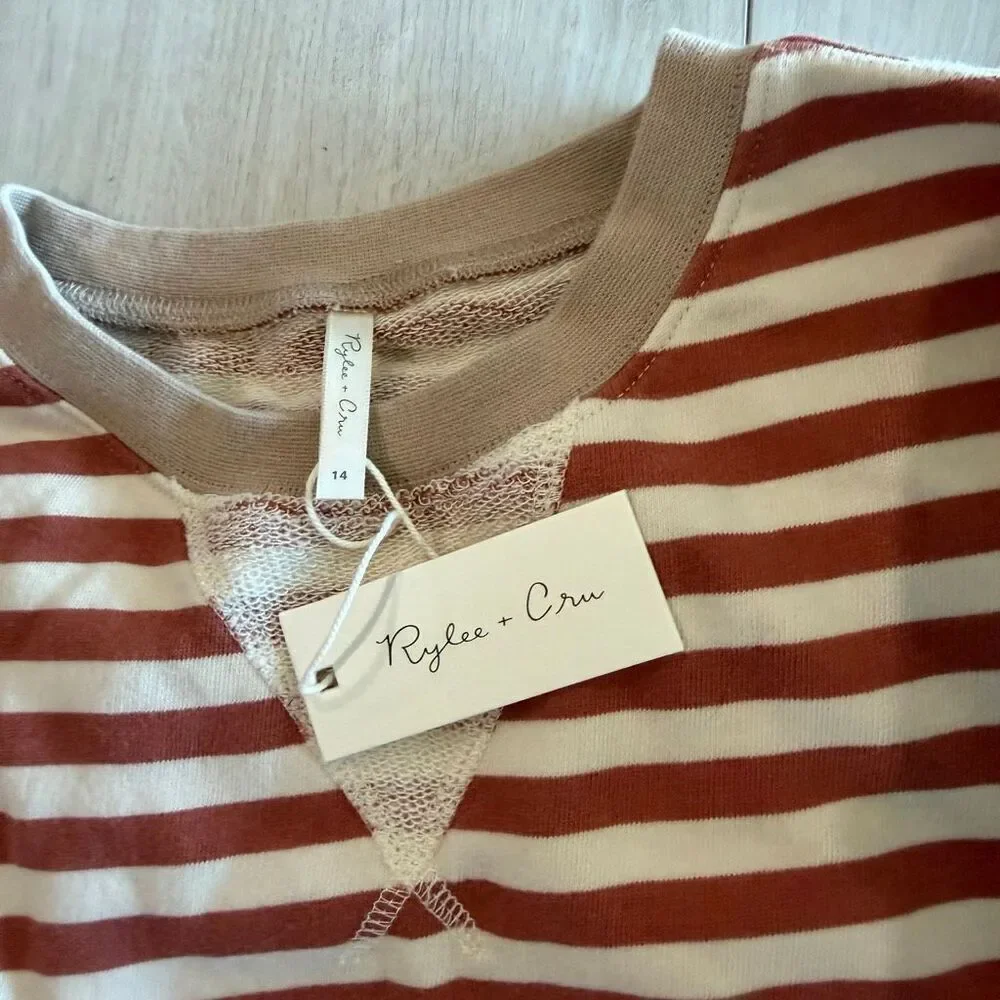 Rylee + Cru OVERSIZED CREW || POPPY STRIPE size 14